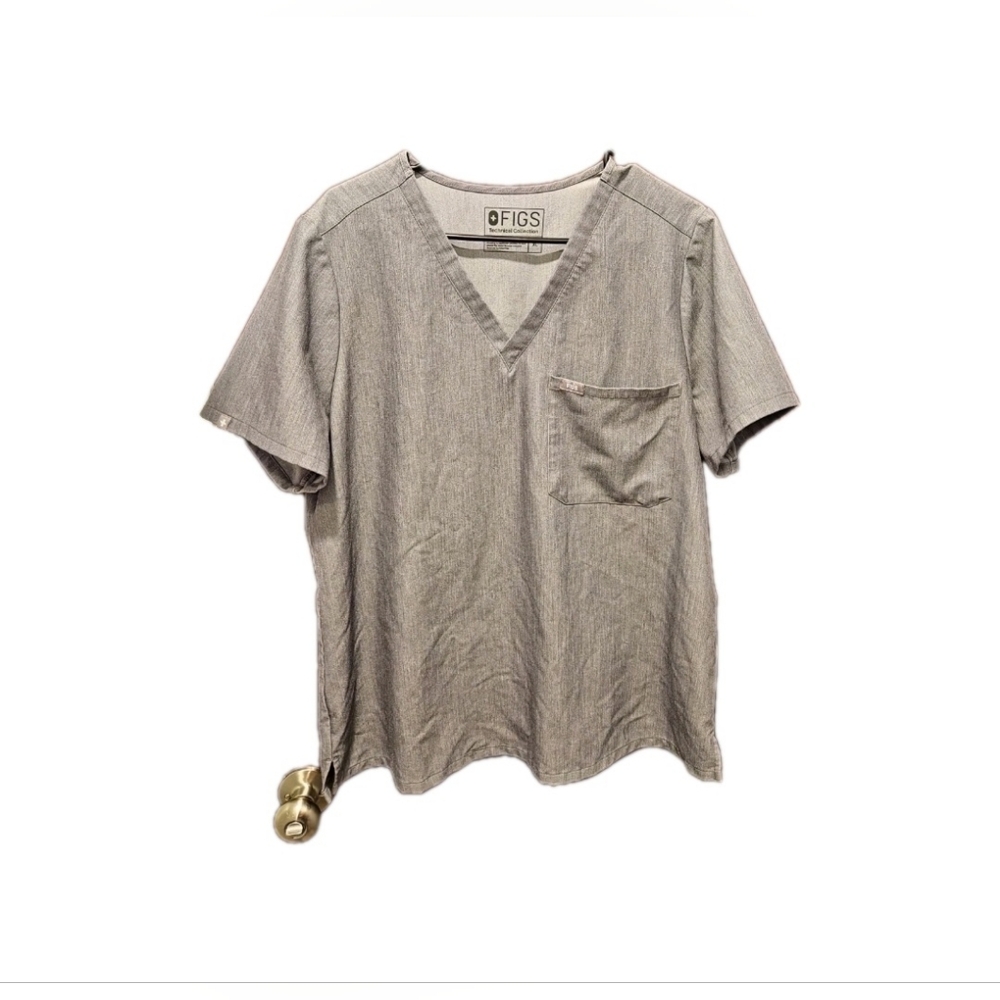 Figs Catarina One Pocket Scrub Top Grey Short Sleeve Size XL Women’s Medical